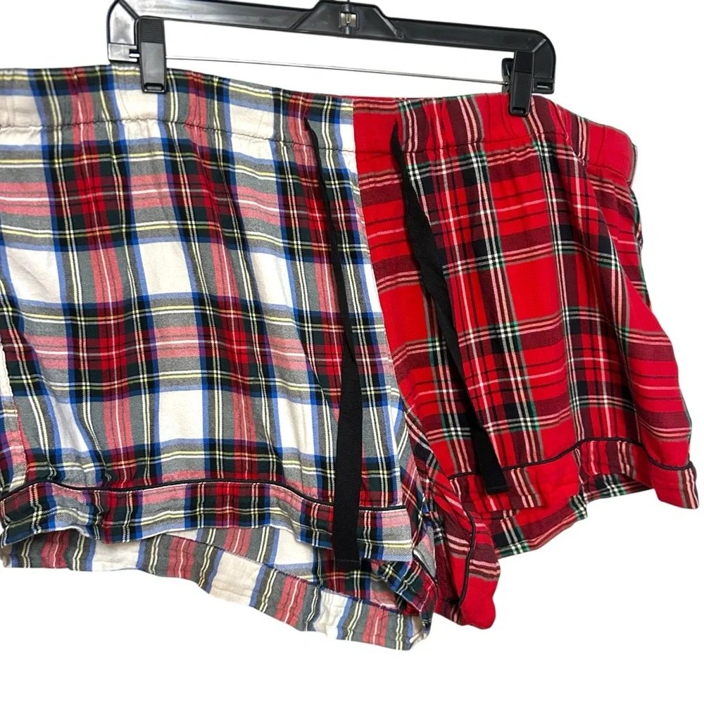 J.crew 2X Long-sleeve flannel pajama short set cocktail plaid lightweight cozy
